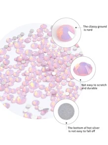 1袋平底玻璃美甲鑽石,用於diy美甲裝飾 - 粉色 - 查看 3