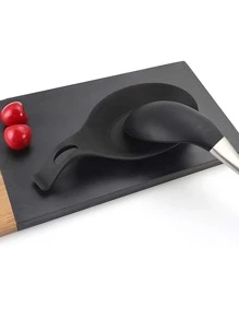 1入組套矽膠勺托廚房用極簡主義黑色勺托 - 黑色 - 查看 3