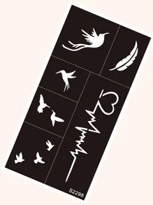 纹身模板套件，2 张适用于女性和女孩的鸟形纹身模板，可重复使用的指甲花模板，DIY 纹身模板，适用于面部彩绘人体艺术的纹身贴纸