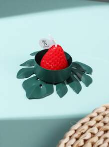 1pc Tropical Leaf Design Candle Holder, Creative Iron Alloy Candle Stand For Home - Green - View 1