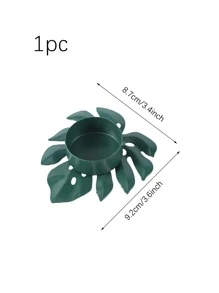 1pc Tropical Leaf Design Candle Holder, Creative Iron Alloy Candle Stand For Home - Green - View 3