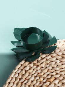 1pc Tropical Leaf Design Candle Holder, Creative Iron Alloy Candle Stand For Home - Green - View 4