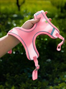 1pc Mesh Pet Harness & 1pc Leash For Cat And Dog For Outdoor - Pink - View 4