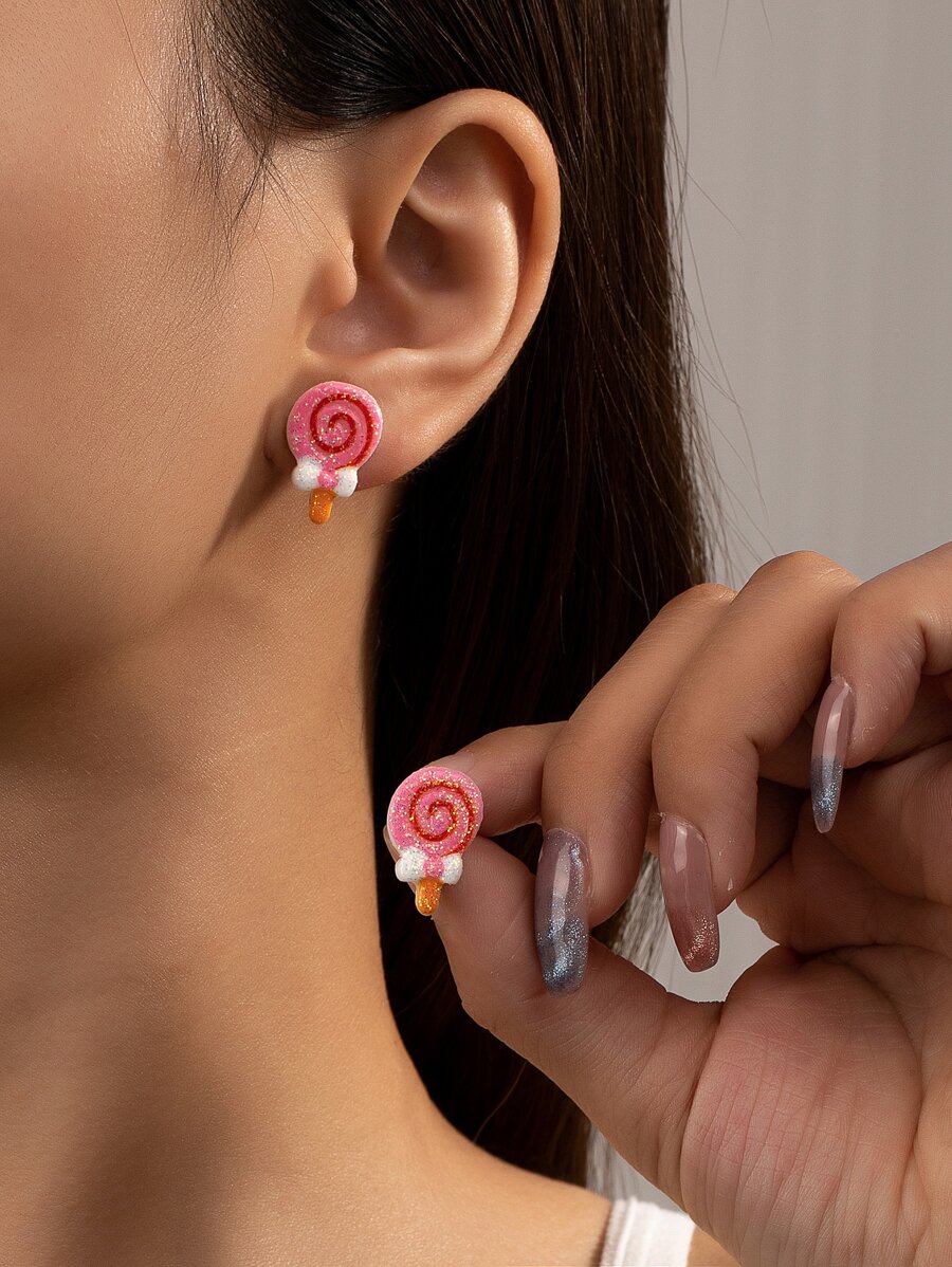 棒棒糖耳釘 - 彩色 - 查看 1