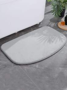 1pc Polyester Bath Rug, Modern Grey Toilet Mat For Bathroom - Light Grey - View 1
