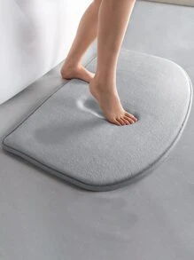 1pc Polyester Bath Rug, Modern Grey Toilet Mat For Bathroom - Light Grey - View 2