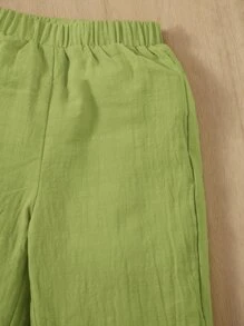 SHEIN Đứa bé gái Cà vạt vai Cami ngọn & Quần ống rộng - Màu xanh chanh - Xem 6