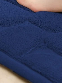 1pc Solid Non-slip Bath Rug, Minimalist Polyester Bath Mat For Bathroom - Navy Blue - View 2