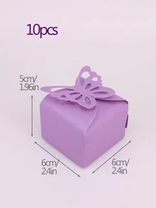 10入組紙質禮盒現代蝴蝶裝飾禮盒適合家庭派對 - 紫色 - 查看 3