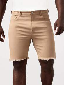 GENTILAND Men Plus Raw Trim Denim Shorts - Apricot - View 8