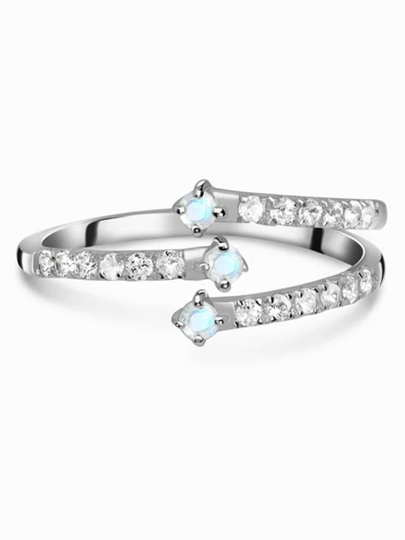 Nhẫn cưới bằng bạc trang trí bằng đá khối Zirconia - Bạc - Xem 1