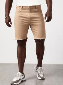 GENTILAND Men Plus Raw Trim Denim Shorts - Apricot - View 7