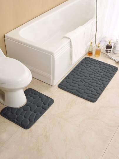 1pc Stone Embossed Bath Mat, Minimalist Plain Bath Mat For Bathroom Home Bathroom Decor Bath Rug Floor Carpet Outdoor Rug Door Mat Fall Decor Bathroom Accessories Back To School Entryway Decor
