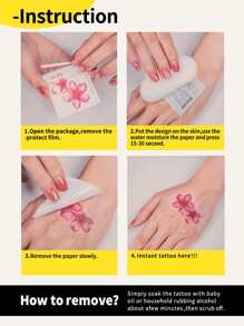 1 pieza pegatina de tatuaje con patrón de corazón impermeable para parejas - Negro - Ver 6