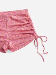 SHEIN EZwear Space Dye Crop Tee & Drawstring Side Shorts - Multicolor - View 3