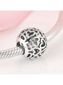 愛心設計銀耳釘 - 銀色 - 查看 2