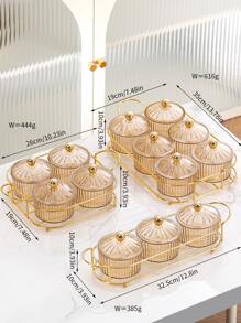 1set PS Snack Tray, Minimalist Snack Tray With Rack For Home - Champagne - View 3