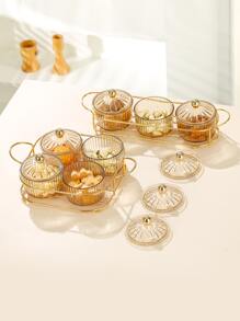 1set PS Snack Tray, Minimalist Snack Tray With Rack For Home - Champagne - View 4