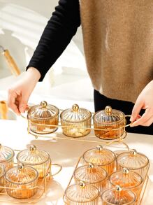 1set PS Snack Tray, Minimalist Snack Tray With Rack For Home - Champagne - View 7