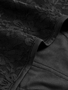 SHEIN MOD 素色緊身上衣蕾絲吊帶上衣 - 黑色 - 查看 4