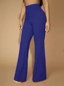 SHEIN SXY 高腰喇叭褲 - 藍色 - 查看 5