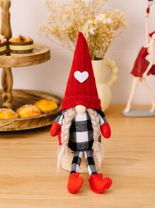 1pc Polyester Gnome Decoration, Modern Heart Decor Gnome Ornament For Home - Multicolor - View 2