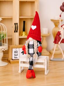 1pc Polyester Gnome Decoration, Modern Heart Decor Gnome Ornament For Home - Multicolor - View 3
