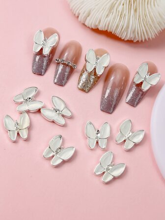 10 st Y2K Cat's Eye Fjärilsnagelborrare Strass och legering nagelkonstdekorationer Gör-det-själv nagelberlocker nagelstenar nageltillbehör naglar