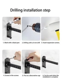 1pc Multi-Function Foldable Drying Rack - Black - View 7