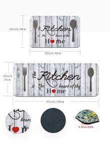 1pc Slogan Graphic Non-slip Kitchen Rug, Modern Polyester Absorb Water Floor Mat For Kitchen - Multicolor - View 4