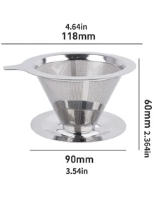 1入組帶支架不鏽鋼咖啡過濾杯，咖啡用具 - 銀色 - 查看 2