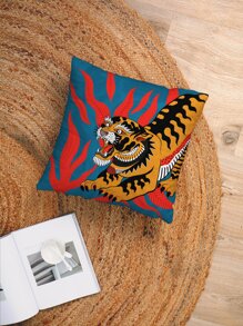 Magdalena Parfieniuk Artist Vacation Tiger Print Cushion Cover Without Filler, Modern Throw Pillow Case For Sofa, Holiday - Multicolor - View 8