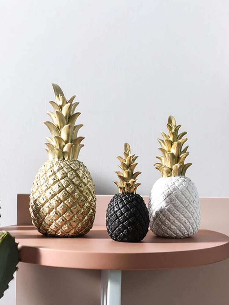 1pc Polyresin Decoration Craft, Modern Pineapple Design Decoration Object For Home - Gold - View 7