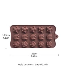 1pc Silicone Chocolate Mold, Flower Design Candy Mold For Baking - Chocolate Brown - View 7