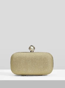 SHEIN SXY Bolso de noche mini con diseño de diamante de imitación y perla artificial - Dorado - Ver 3