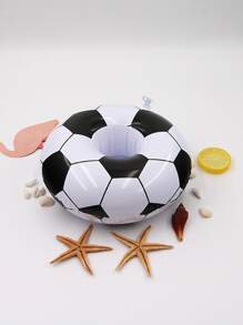 1 PC PVC Inflatable Coaster, Thiết Kế Bóng Đá Sáng Tạo Inflatable Coaster Cho Ngoài Trời - Đen và trắng - Xem 1