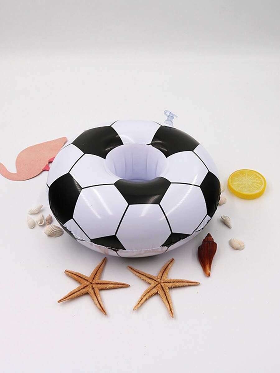 1 PC PVC Inflatable Coaster, Thiết Kế Bóng Đá Sáng Tạo Inflatable Coaster Cho Ngoài Trời - Đen và trắng - Xem 1