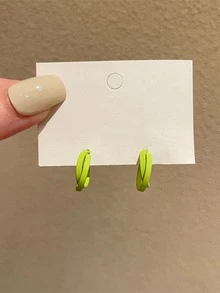 極簡圓耳環 - 青檸色 - 查看 4