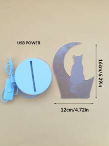 1 Pieza Cálida Luz Nocturna Decorativa Con Forma De Gato Luna, Regalo De Graduación Para Amiga - Amarillo - Ver 3