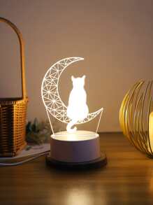 1 Pieza Cálida Luz Nocturna Decorativa Con Forma De Gato Luna, Regalo De Graduación Para Amiga - Amarillo - Ver 4