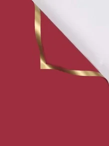 10pcs/set PVC Flower Packaging Paper, Metallic Trim Flower Wrapping Paper For Party - Burgundy - View 2