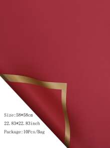 10pcs/set PVC Flower Packaging Paper, Metallic Trim Flower Wrapping Paper For Party - Burgundy - View 3