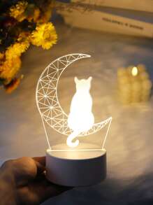 1 Pieza Cálida Luz Nocturna Decorativa Con Forma De Gato Luna, Regalo De Graduación Para Amiga - Amarillo - Ver 5