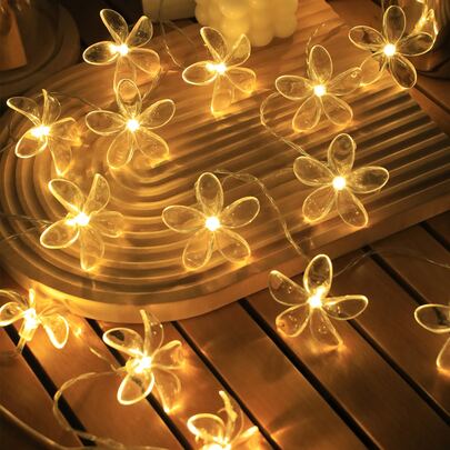 1入組1.5mPVC燈簾創意花朵設計可伸縮裝飾燈裝飾用品