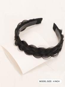 Short Braided Synthetic Hair Headband - Black - View 2