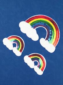 3入組亮片彩虹設計熨燙貼片，現代云彩和彩虹形縫紉貼片，適合DIY - 彩色 - 查看 1