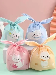 20pcs Cartoon Graphic Gift Bag, Creative Rabbit Design Plastic Wrapping Bag For Party, Holiday - Multicolor - View 2