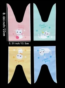 20pcs Cartoon Graphic Gift Bag, Creative Rabbit Design Plastic Wrapping Bag For Party, Holiday - Multicolor - View 3