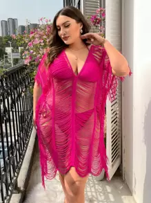 Swim Lushoire 大碼開口針法罩衫連衣裙不附比基尼