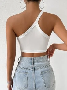 SHEIN EZwear Top crop de un hombro